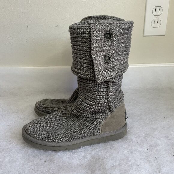 UGG Australia Classic Cardy Tall Sweater Knit Boot Comfort Casual Gray Women 7 - Picture 3 of 8